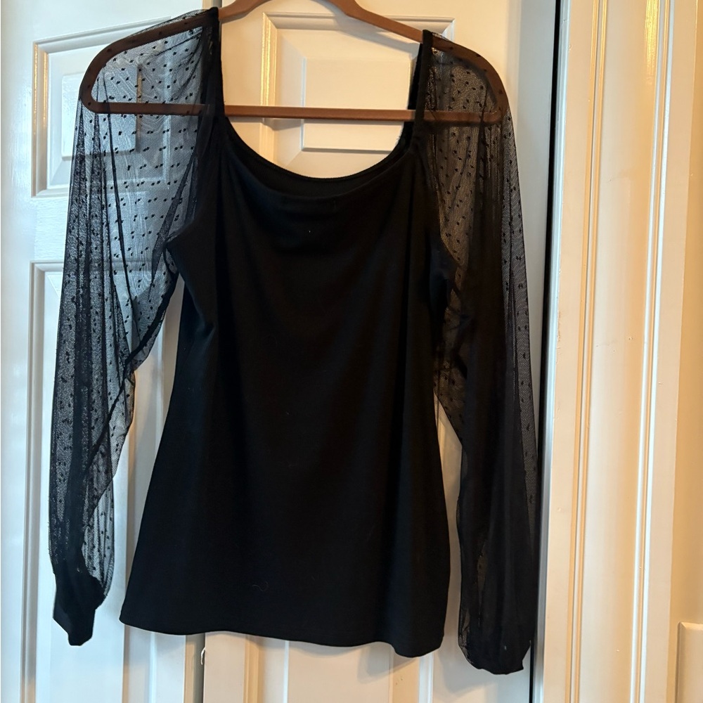 Elegant Black Sheer Sleeve Top